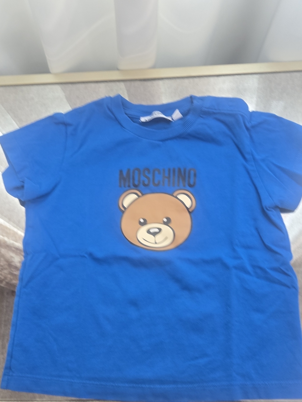 Moschino Kids Royal Blue Teddy Logo Tee